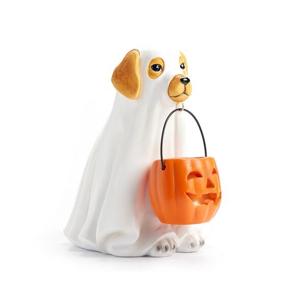 Ghost Dog & Jack O'Lantern LED Tabletop Home Decor Halloween NEW - Picture 1 of 6